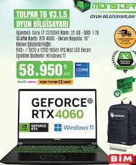 MONSTER TULPAR T6 V3.1.5 OYUN BİLGİSAYARI GAMİNG LAPTOP